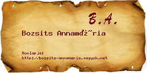 Bozsits Annamária névjegykártya